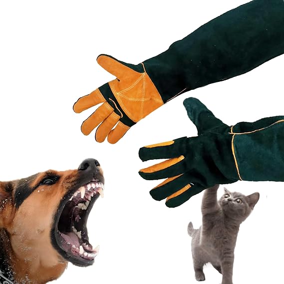 Animal Handling Gloves,23.6" Long Sleeves Gauntlet,Safety Work Gloves,Bite Proof Gloves for Dogs Training