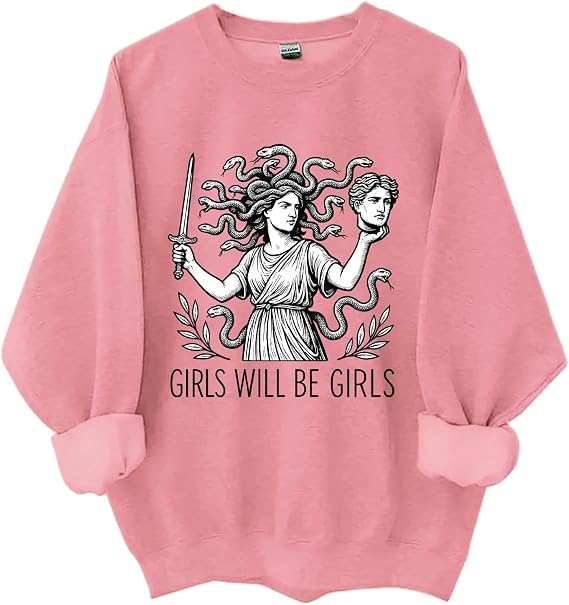 Girls Will Be Girls Sweatshirt, Patriotic Feminist Girls Will Be Girls Shirt Funny Graphic Tops For Women