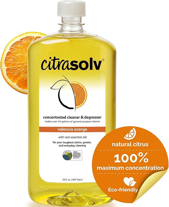 Citra Solv Concentrated Cleaner & Degreaser, Deodorizer, Paint & Adhesive Remover, for Home and Outdoor, Natural Orange Oil, Safe, Valencia Orange - 32 Fl Oz