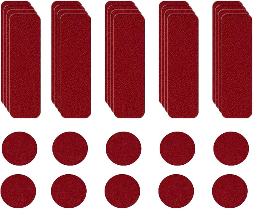 30 Pcs Shoe Patches for Holes, Circle and Square Shape Shoe Repair Patches, Self-Adhesive Heel Repair Kit for Shoes(Red)