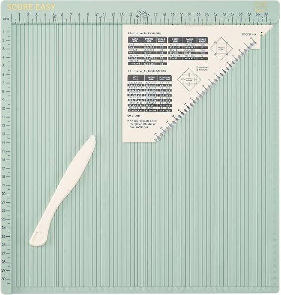 Vaessen Creative 2137-050 Easy Scoring Board cm in Mint Green with Bone Folder and Guide for Card Making and Paper Crafts, 30,5 x 30,5 cm