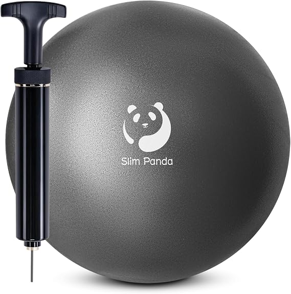 Slim Panda 9 Inch Pilates Ball - Anti-Burst Mini Yoga Ball with Needle Valve Pump - Small Exercise Core Ball for Barre, Stability & Physical Therapy