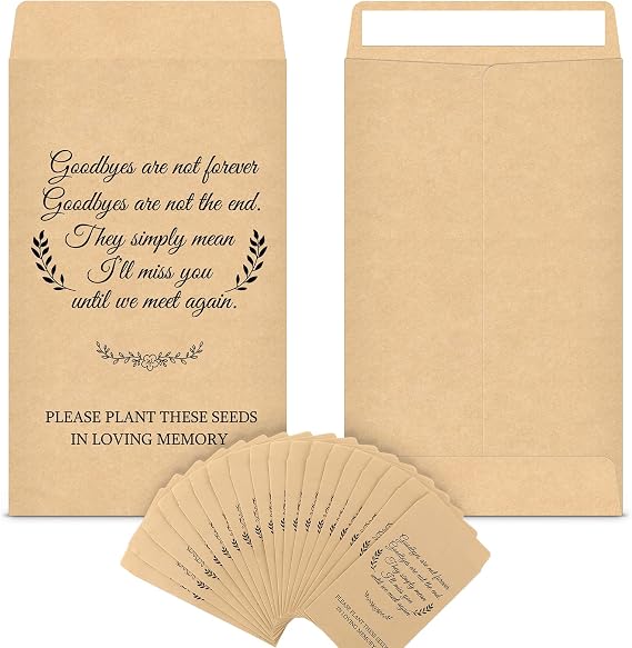 Fumete 120 Pack Memorial Seed Packets Bulk Memorial Day Coin Envelopes Kraft Small Celebration of Life Funeral Favors for Guests Veterans Day Sentimental Funeral Service Gift, 3.9 x 2.4 Inch