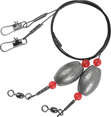 SILANON Flounder Grouper Rig Saltwater, Carolina Rig Catfish Rig Saltwater Bottom Surf Fishing Rig Steel Wire Leader with Egg Sinker Weight Swivel Snap for Catfish Grouper Drum Redfish