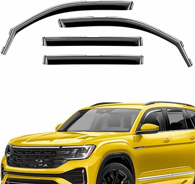 Extra Durable Window Deflectors in-Channel Window Visors Rain Guards Fit for Volkswagen VW Atlas 2018-2026, Sun Visors, Wind Vent for Shades, Exterior Car Accessories - 4pcs. AG0295