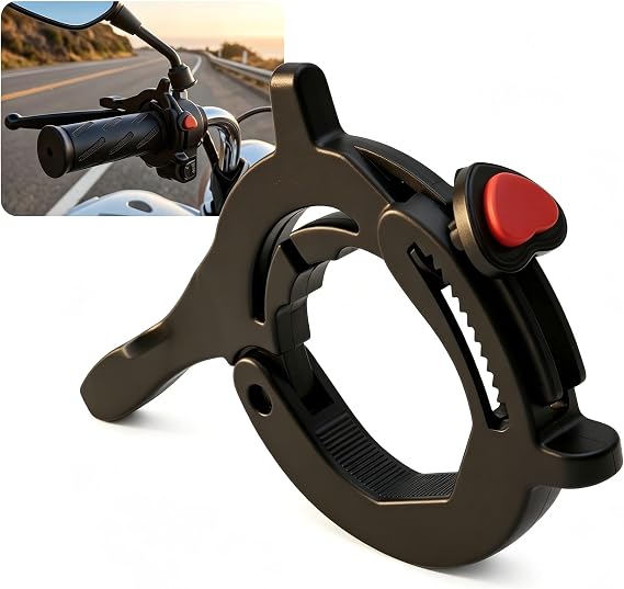 Motorcycle Cruise Control Assist, Throttle Lock Clamp with Quick Release Button, Anti-slip Handlebar Booster for Outdoor Long Rides, Modification Accessory for Motorcycles E-bikes (Black)