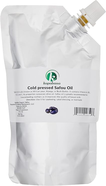 KOPABANA 100% Cold Pressed Safou Oil | Atanga| Bush pear| Prune| Lactation Support | dacryodes edulis | Paleo Friendly 8 fL oz