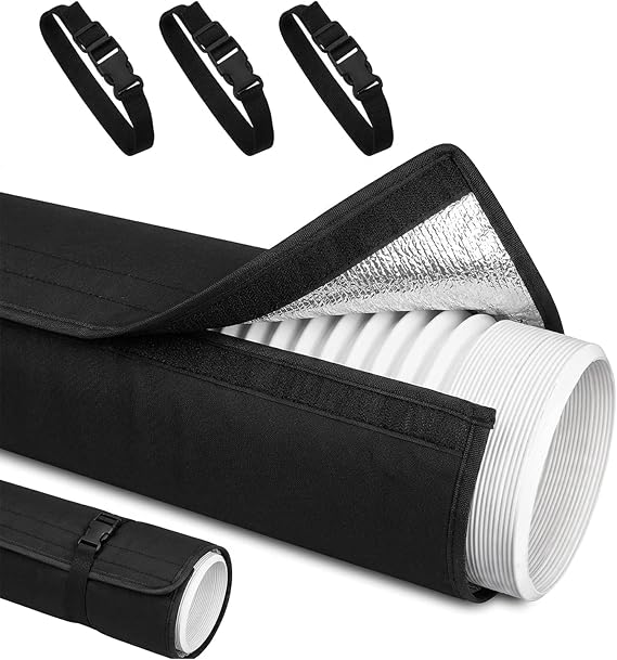 Portable AC Hose Insulation Sleeve, Air Condition Portable Insulated Hose Cover Wrap Fit for 5" & 5.9" Diameter Exhaust Hose, Lightweight & Easy Installation with 3 x Buckle Straps (1)