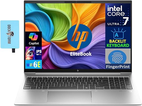 HP EliteBook 860 G11 Business Laptop 16.0" IPS WUXGA Display (Intel Ultra 7 165U, 16GB DDR5, 512GB SSD, Copilot, Backlit KB, Fingerprint, 2 Thunderbolt 4, Win 11 Pro) w/DKZ USB Port Expander