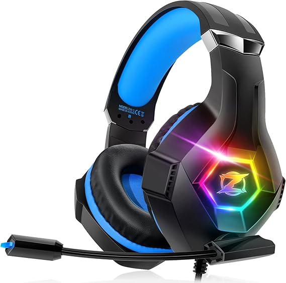 Gaming Headset Stereo Surround Sound Gaming Headphones with Breathing RGB Light &amp; Adjustable Mic for PS4 PS5 PC Xbox One Laptop Mac