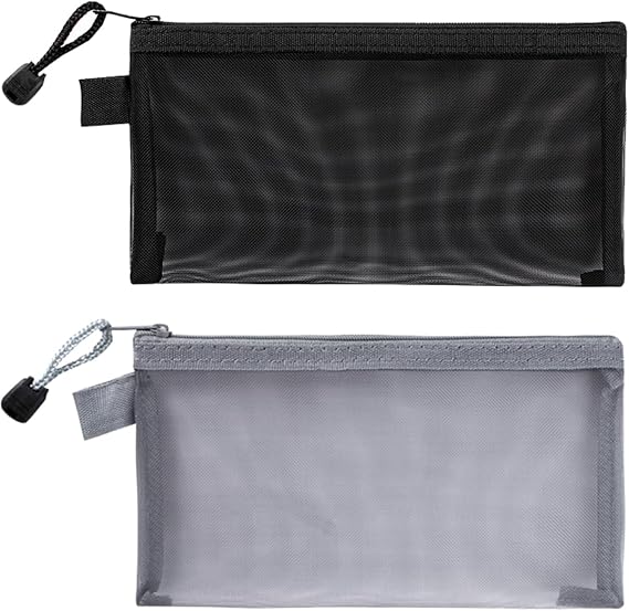 selcouth yyds 2 Pcs Pencil Case Large Capacity,Clear Pencil for Girls Boys Exams(Black/Gray
