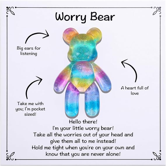 Pocket Bear Hug, Cute Bear Pocket Hugs for Friends Lovers with Card, Positive Gifts for Women Men, Emotional Support Gift for Birthday, Wedding Valentines, Rainbow Blue