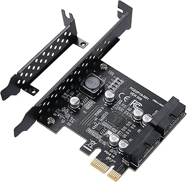 PCIe 1x to 2-Port 19-Pin Header Expansion Card, USB 3.2 Gen 1 5Gbps SuperSpeed PCI Express USB Adapter, Compatible with Windows 11/10/8.1/8/7/XP