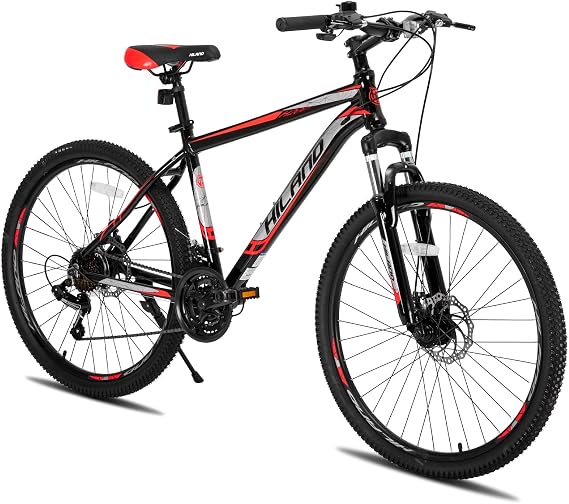 HH HILAND Mountain Bike, 3/6/Multi-Spokes, 21 Speeds Drivetrain, Aluminum Frame 26 Inch Wheels, Disc-Brake Bike for Men Women Men's MTB Bicycle