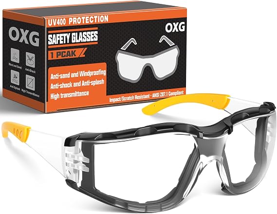 OXG Anti Fog Safety Glasses with Foam Gasket, ANSI Z87.1 Protective Eyewear
