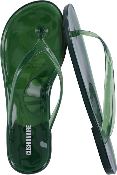 CUSHIONAIRE Splash Jelly Flip Flops for Women With Flexible Sole, Glossy Jelly Finish Summer Sandals for Women