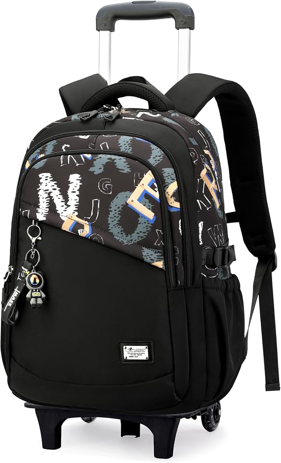 VIDOSCLA Rolling Backpack for Boys Elementery Kids Schoolbag with Wheels Trolly BookBag for School