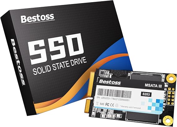 Bestoss 128GB mSATA SSD Mini SATA III 6Gbps, 3D NAND Low Power Consumption | Mini Size, For Desktop, Laptop, Mini PC, Ultrabooks, Server