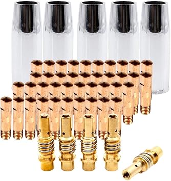 Contact Tip 0.039in/1.0mm 140.0253 Contact Tip Holder 002.0078 Gas Nozzle 145.0075 for Binzel 15AK MIG Welding Gun 27pcs