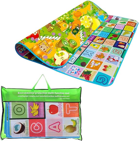 Crystals Kids Play Mat Foldable - Baby Play Mats for Floor Play - Double Sided Soft Foam Playmate with Carry Bag - Non Slip Crawling Matt for Toddler Newborn Babies, Large 200 x 180 cm