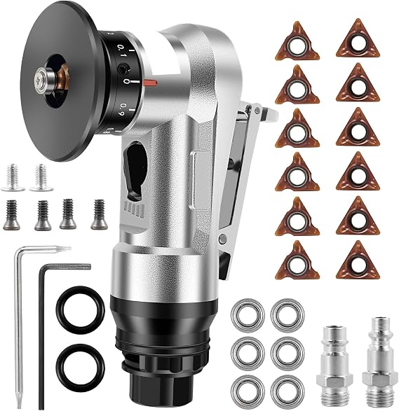 Mini Pneumatic Chamfering Machine, 30000 RPM Portable Air Beveling Machine with 14 Inch Air Inlet Handheld, 45 Mini Chamfering Machine Air Tools with Blades for Beveling Deburring