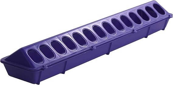 Little Giant Plastic Poultry Feeder Base | 20 Inches | Heavy Duty Plastic Feeding Tray with Holes | Chicken Feeder Trough | Poultry Tray | Purple