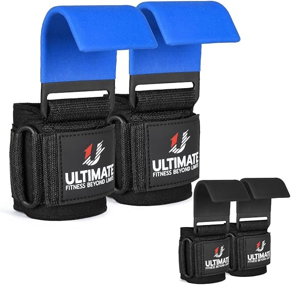 Ultimate Weight Lifting Steel Hooks Pair Heavy Duty Gym Lifting Hooks Wrist Straps - Heavy Lifting - Deadlift Straps for Powerlifting Adjustable Neoprene Fitness Workouts