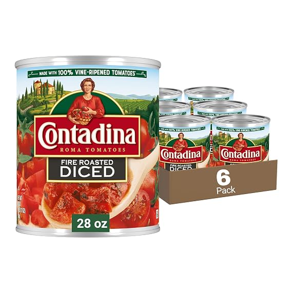 Contadina Fire Roasted Diced Tomatoes 28 oz Cans (Pack of 6)