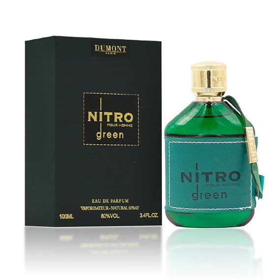 Dumont Nitro Green 3.4 Fl Oz Eau De Parfum for Men Citrus Fresh Aromatic Fragrance Luxurious Long Lasting Scent