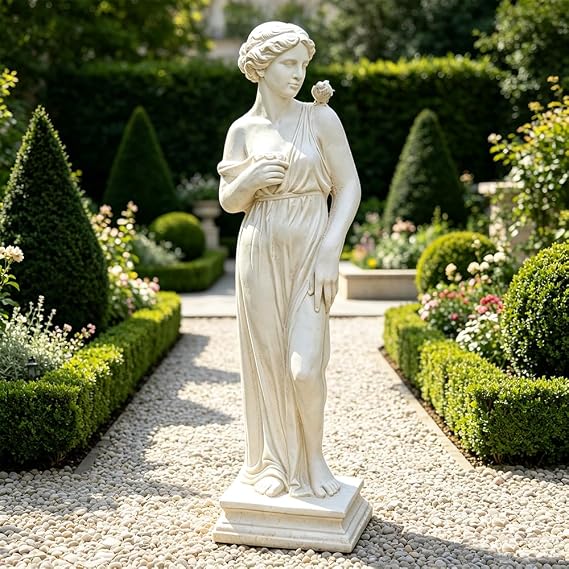 Outdoor Statue, Nymph Sculpture Goddess of Greek Mythology Roman Style for Garden Patio Yard Lawn Porch Decor, Ivory