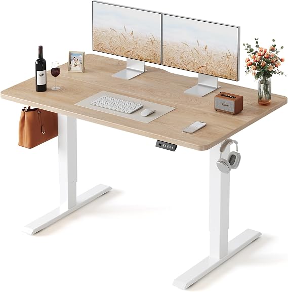 FEZIBO Standing Desk 48 24 Inch Electric Height Adjustable, Maple