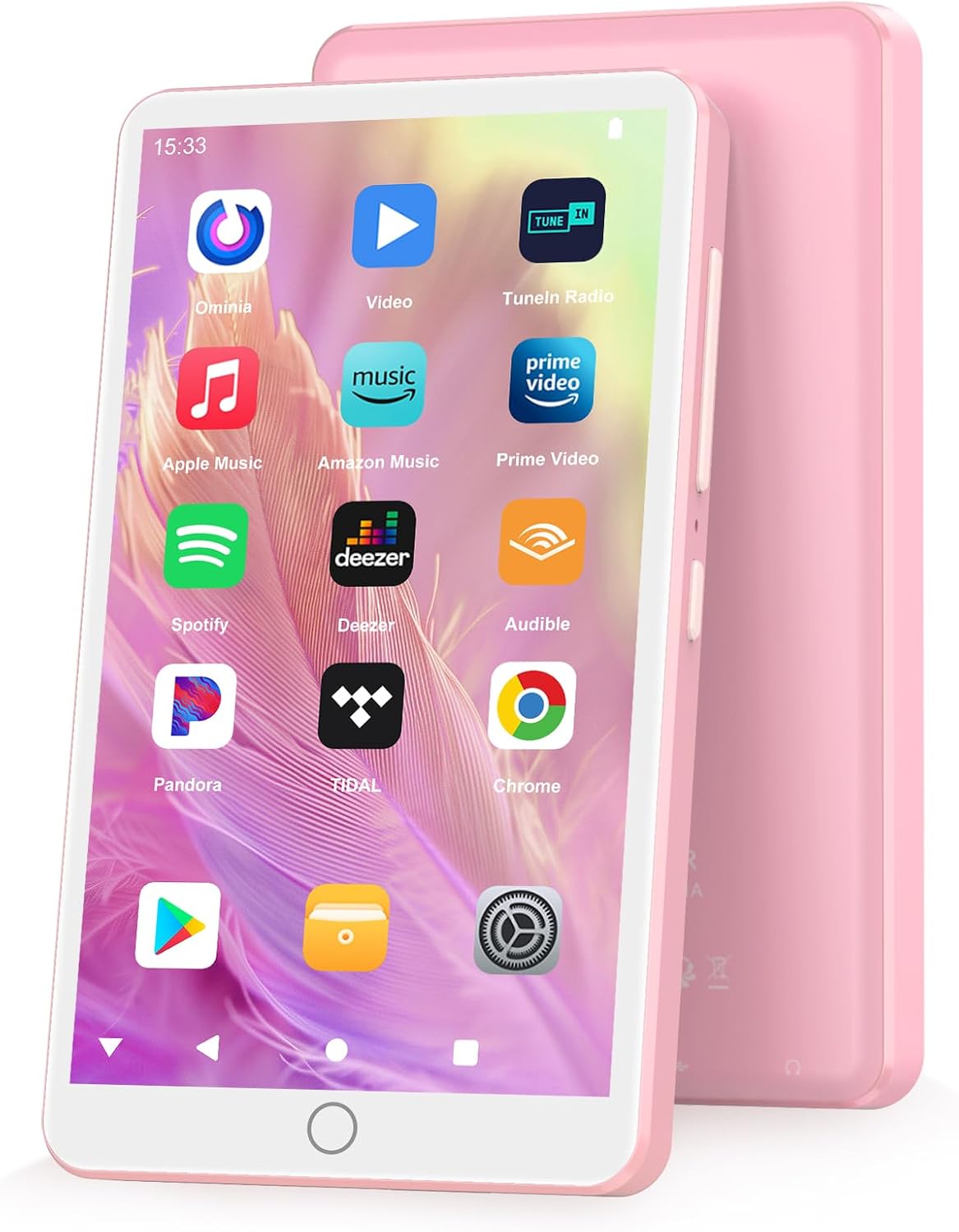 144GB MP3 Players with Bluetooth WiFi, Android 13 OS MP3 MP4 Players with 4" Touchscreen and Speaker, Spotify Music Players with Audible, FM Radio, Amazon Music, Play Store (Pink)