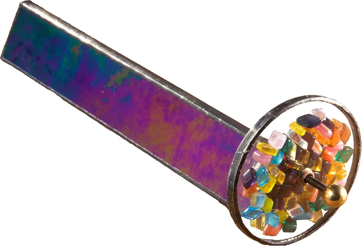 J Devlin Kal 102 Tumble Wheel Kaleidoscope Black Iridescent with Glass Chips