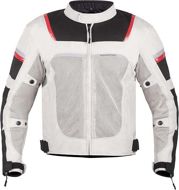 WICKED STOCK Mesh Motorcycle Jacket Men - CE Level 2 Enduro Biker Jacket Motorcycle Armor - Reflective Mens Motorcycle Jacket