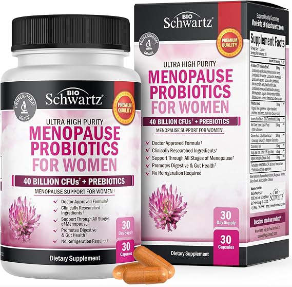 Menopause Supplements for Women - 40B CFU Menopause Probiotics for Women | Support for Hot Flashes Night Sweats Mood Swings and Balance - Non-GMO, 60 Easy-Swallow Capsules, 30 Servings