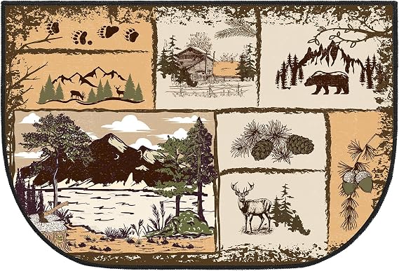 Demissle Fireplace Hearth Rug Fireplace Mats Cabin Southwestern Fireproof Fire Resistant Rug for Wood Stove Floor for Kitchen Indoor Outdoor(Cabin,24 x 36 Inch)