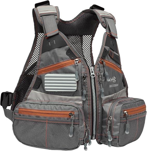 BASSDASH Youths Kids Fly Fishing Vest for Adjustable Size with Multiple Pockets Trout Bass Fishing Gear FV09