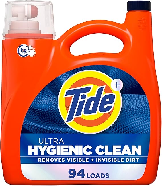 Tide Ultra Hygienic Clean Liquid Laundry Detergent, Original Scent, 132 fl oz, 94 Loads, Removes visible and invisible dirt, Laundry Detergent Liquid
