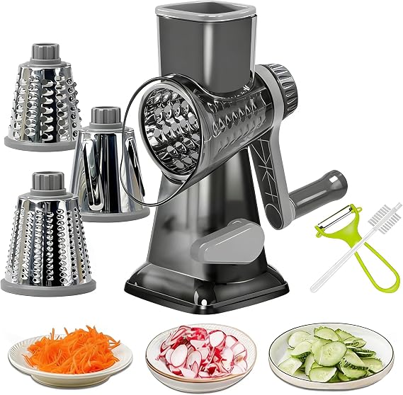 Dachenus Cheese Grater Rotary Cheese Grater,Versatile Cheese Shredder | Powerful suction cup base,Suitable for a wide range of ingredients,Safe hand-protection design,Detachable and easy to clean