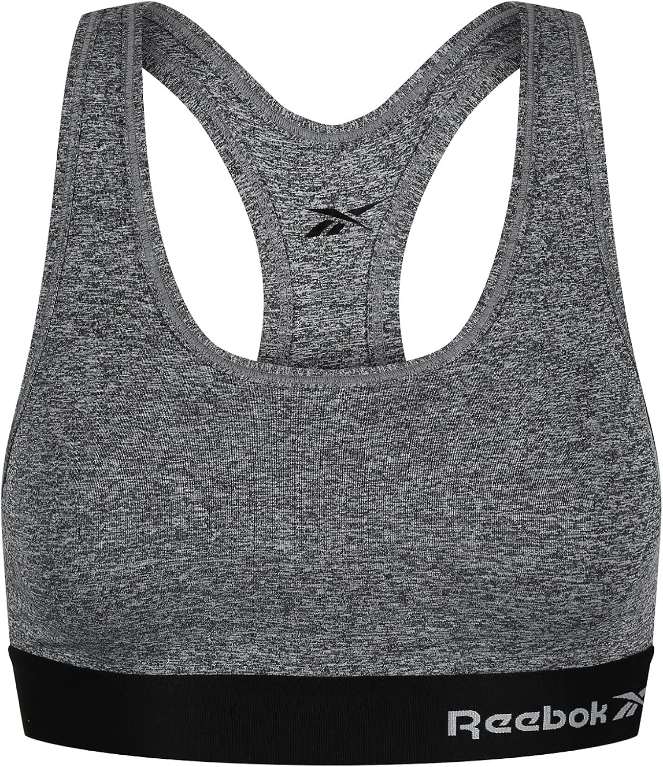 Women’s Reebok Simone Crop Top, Stretch Cropped Sports Top with Racer Back – Grey Marl