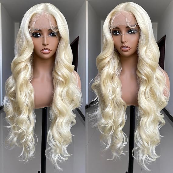 SISgrace 613 Platinum Blonde Lace Front Wigs 30 Inch Body Wave Wear and Go Wig 13x4x1 T-part Lace Pre-Plucked with Baby Hair HD Glueless Synthetic Lace Front Wig for Women
