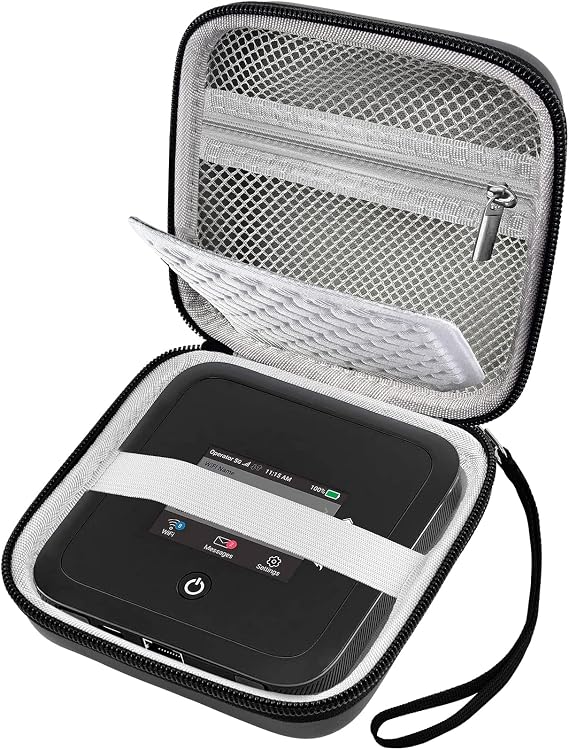 Hard Travel Router Case for NETGEAR Nighthawk M7 M5 M6 Pro 5G Mobile Hotspot with WiFi 6 (MR5200, MR5100)/ M1 Mobile Hotspot 4G LTE Router MR1100 (Box Only) - Black