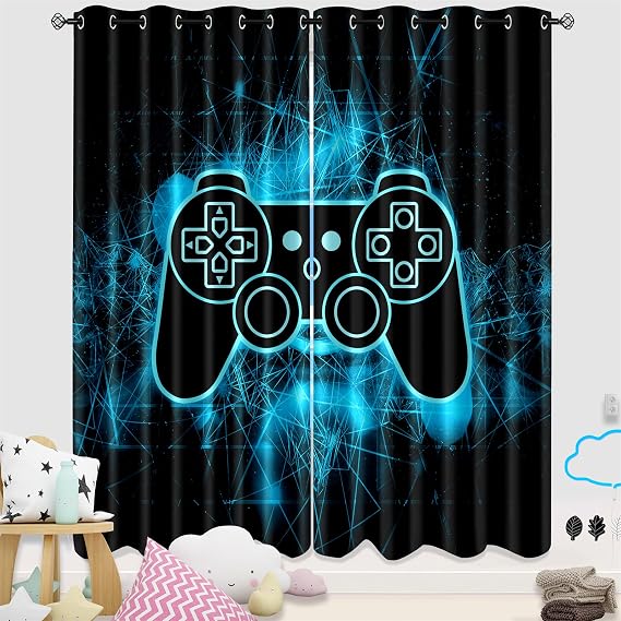 BATATADOCE Gamer Curtains for Boys Bedroom - Video Game Window Treatments Boys Curtains for Bedroom,82 in X 84 in,2 Window Curtain Panels