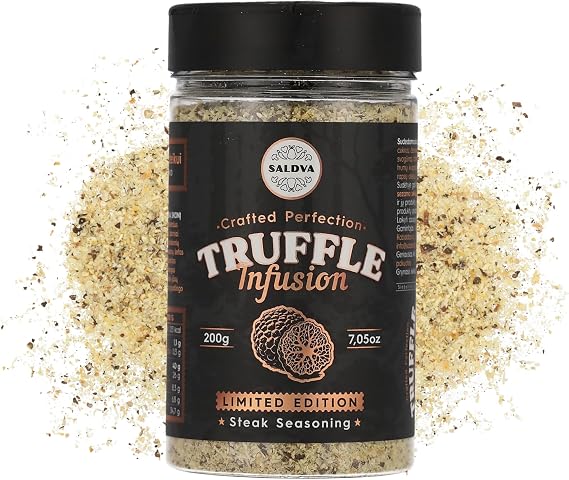 Premium Truffle Steak &amp; BBQ Rub – Limited Edition Gourmet Seasoning – Infused with Truffles for Luxurious Flavour – Unique Blend of Spices - Large Jar (200g)