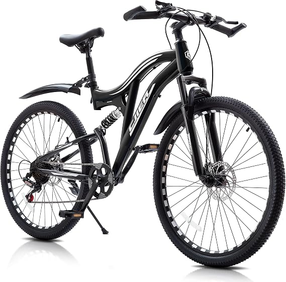 DEYGIA 20/24 inch Mountain Bike for Boys and Girls, Kids Mountain Bike with Dual Full Suspension, 7-Speed Drivetrain, Dual Disc Brake, High-Carbon Steel Frame, Kids' Bicycle for Outdoor Adventure