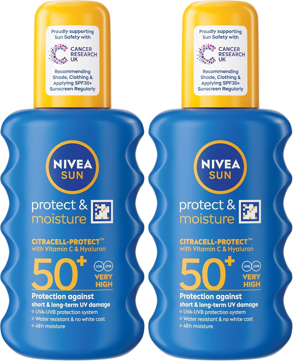NIVEA SUN Protect & Moisture Sun Spray SPF 50+ (200ml), Moisturising Suncream Spray with SPF 50+, Advanced Sunscreen Providing Immediate, Effective UVA + UVB Protection (Pack of 2)