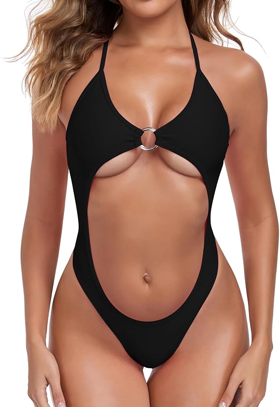 SHERRYLO Cut Out One Piece Swimsuit Women Sexy Thong Monokini Womens 1 Piece Bathing Suit Thongs Swimsuits Tanga Swimwear