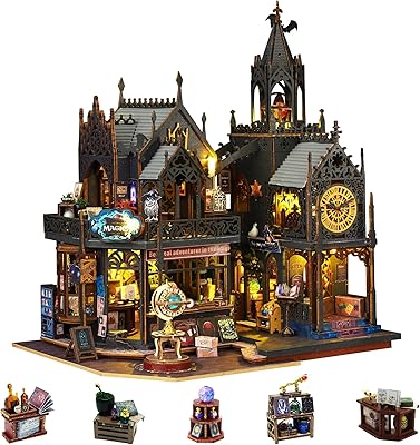 Flever Dollhouse Miniature DIY House Kit Creative Room with Furniture for Romantic Artwork Gift Holo Magic City II