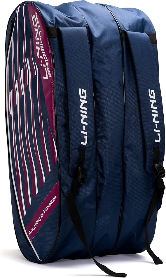 Li-Ning Flash Triple Zipper Polyester Badminton Kit Bag (Navy, Large) | Easy - Access Compartments | Spacious | Unisex - Men, Boys, Girls, Women