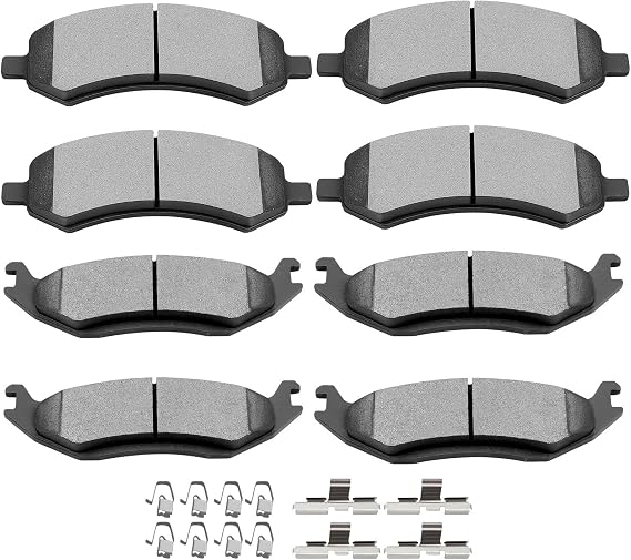 SCITOO Front Ceramic Rear Semi-Metal Brake Pads Sets For Ram 1500 2011-2014 | Fit For Dodge For Durango 2007 2008 2009,For Dodge For Ram 1500 2006-2010; D1084 D967; 8PCS with Brake Hardware